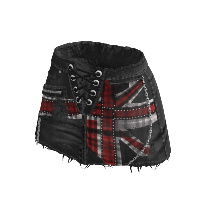 Grunge Plaid Lace-Up Skirt (Black/Red) thumbnail