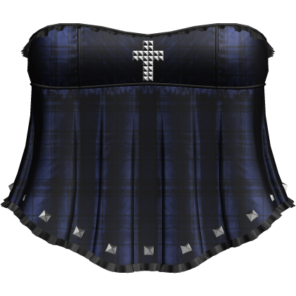 Gothic Blue Plaid Ruffle Dress