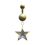 Gold Star Belly Button Piercing w/ White Gem (3.0)