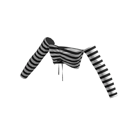 Black/White Striped Cute Laced Up Crop Tube Top thumbnail