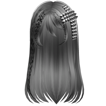 emo scene long hair w cross grey leopard