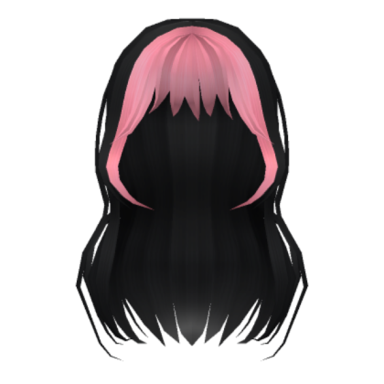 Stylish Pink Layered Bangs Black Hair Roblox decal
