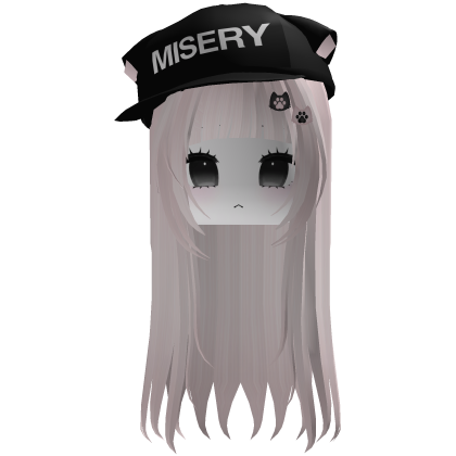 Kawaii Girl Gamer Pink Hair w/ Black Cat Cap Roblox item