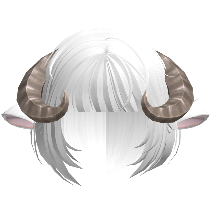 White Little Goat Hair w Horns & Ears 