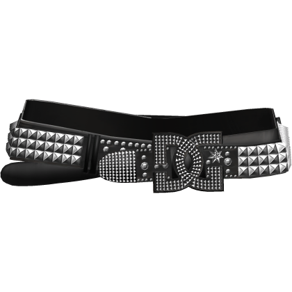 Y2K Studded DC Double Rhinestone Scene Belt Black thumbnail
