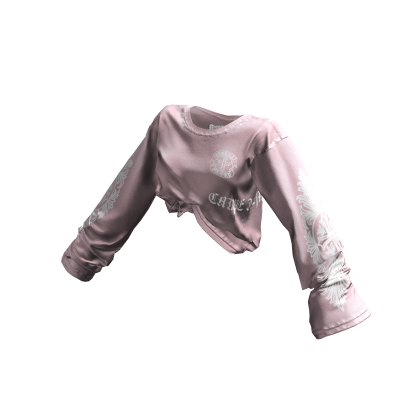♥Y2K Loose Fit Tattoo Sleeve Top_Pink♥