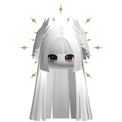 Angelic Long Hime Cut W/ Chibi Face (White V2)