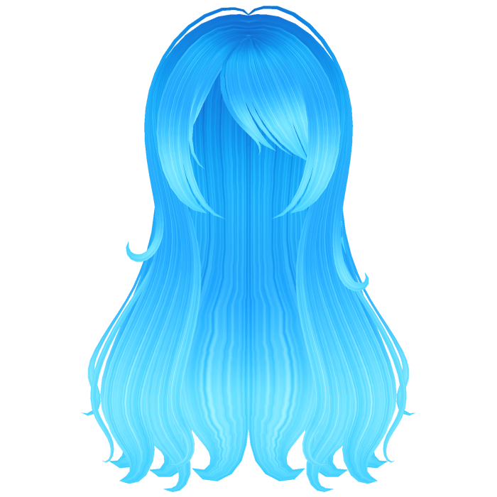 frutiger aero ombre blue wispy flowy hair (NEON)