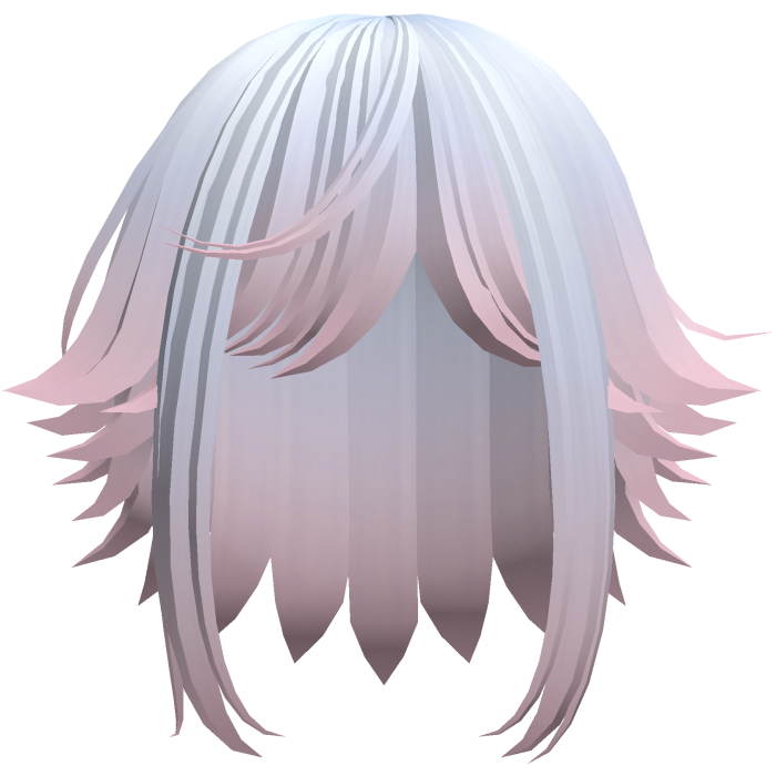 kawaii messy short hair with tufts in blue pink