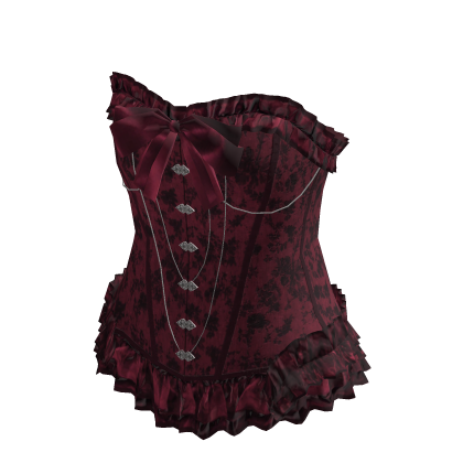 Floral Ruffle Corset Top (Burgundy)