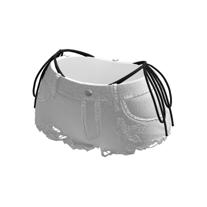 Y2K Ripped White Denim Shorts w/ Black Bikini thumbnail