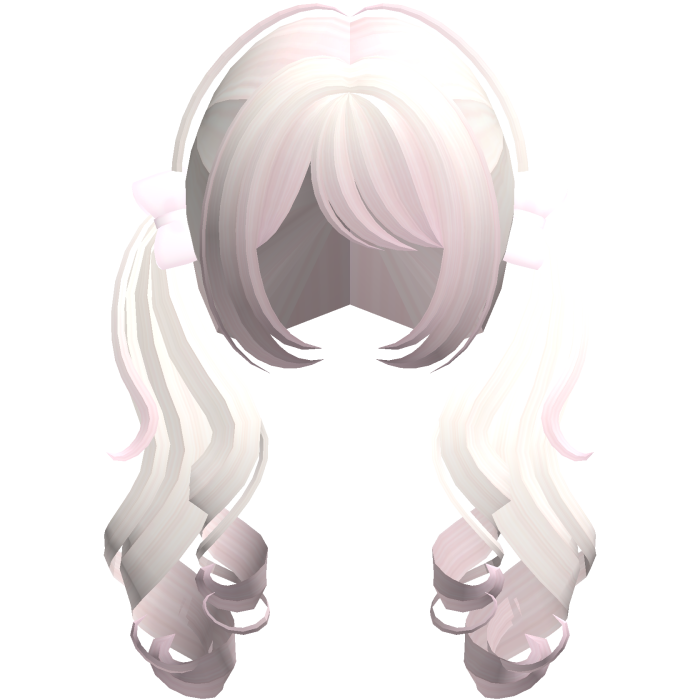 ♡ adorable long blonde pink layered curly pigtails