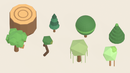 Stylized Tree Pack x40 Low Poly Pine Oak Palm preview 10