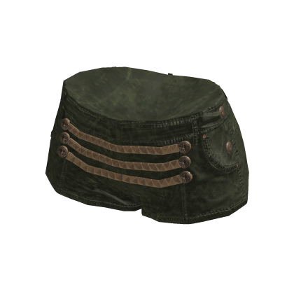 Y2K Studded Strap Denim Shorts (Dark Green)