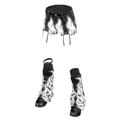 Glowing Emissive Fire Shorts Leg Warmers White