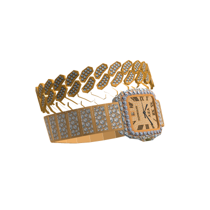 Gold Stack Cuban Bracelet Watch
