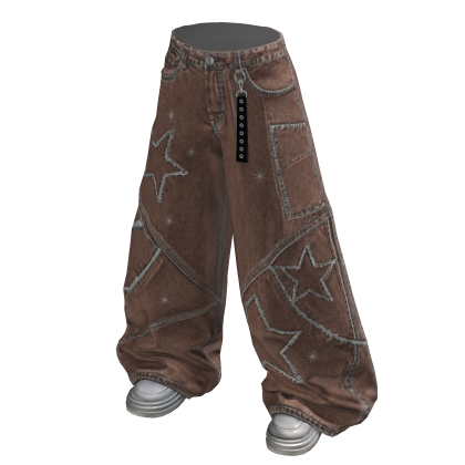 Baggy Pants with Star Outlines (Brown)