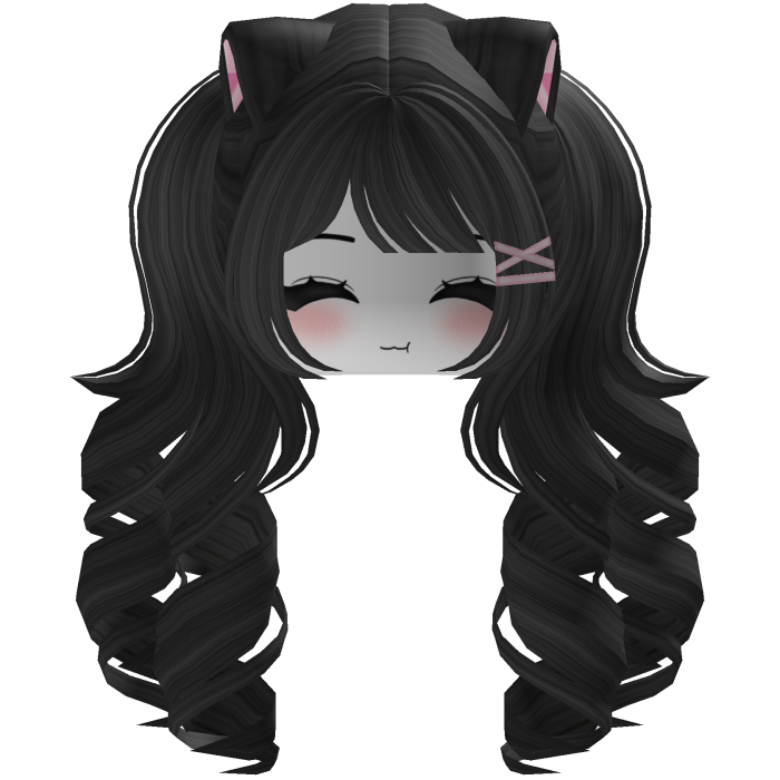 Cute hair emo Y2K cat-ear braids (black)