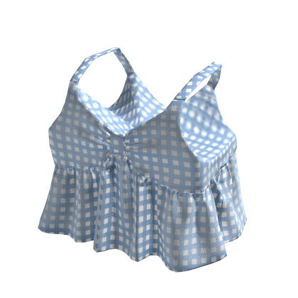 ✨ Blue Check Top Igari Jumino Core Vintage