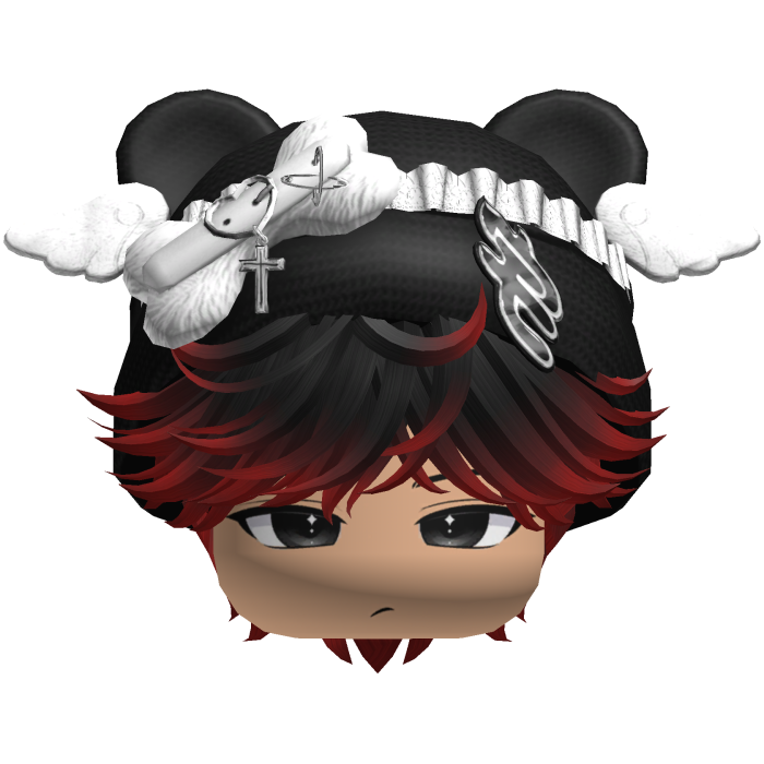 Cute Black and Red hair Cat Cap Anime Y2k