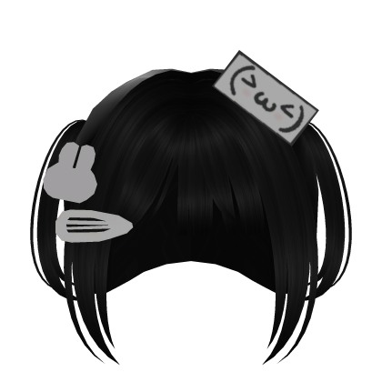 Kawaii Black Hair w/ Short Pigtails Roblox item