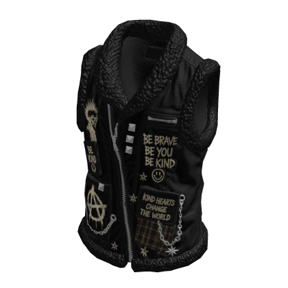Punk Patchwork Biker Vest ⭐ (Black)
