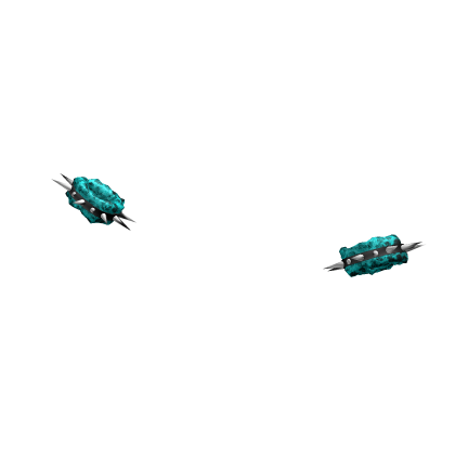 Scene Spiked Y2K Leopard Fur Cuffs in Teal