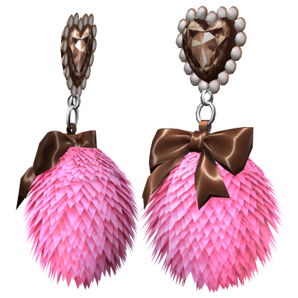 Kawaii Gyaru Fluffy Heart Earrings Pink Brown