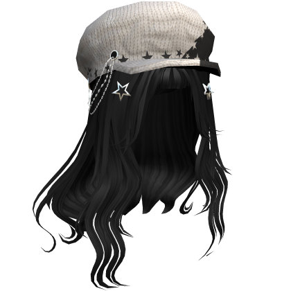 Wavy hair w/ Y2K beret Roblox item