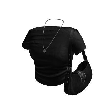Downtown Girl Navy Top w/ Leather Bag Black thumbnail