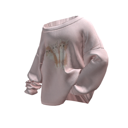 Posed Off-Shoulder Oversized Sweater (kittens)