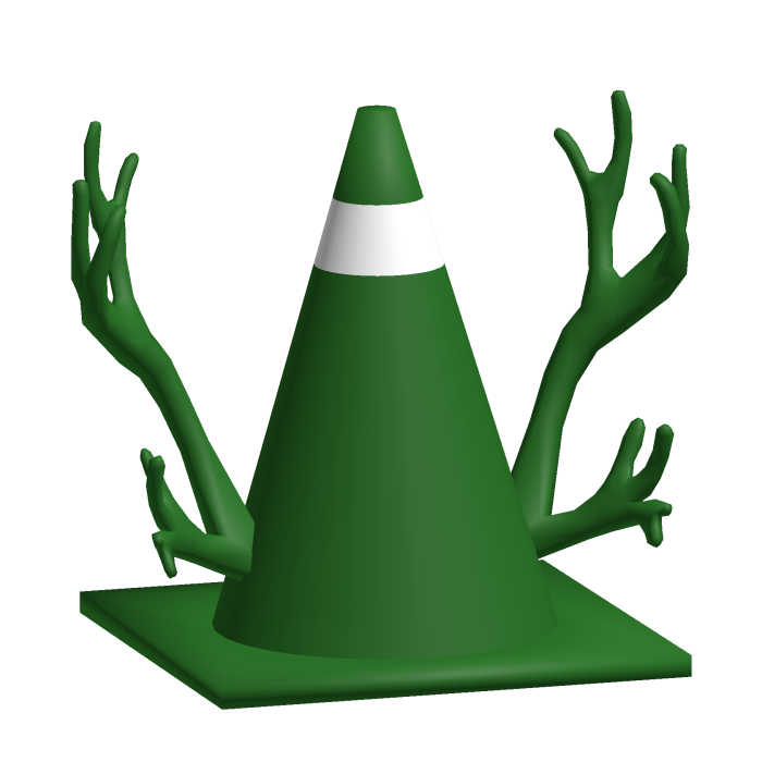 Green Traffic Cone W/ Antlers