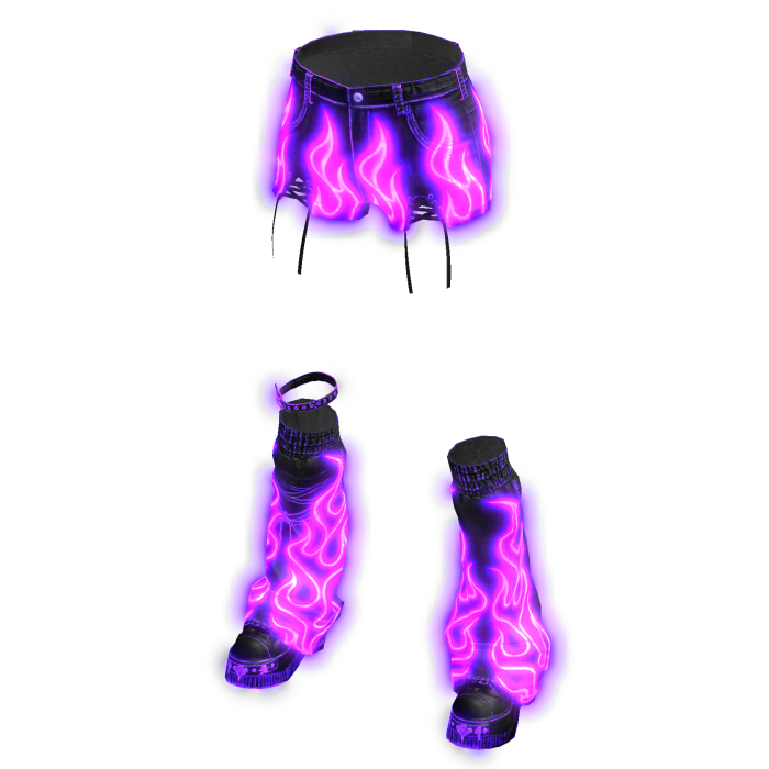 Glowing Emissive Fire Shorts Leg Warmers Purple