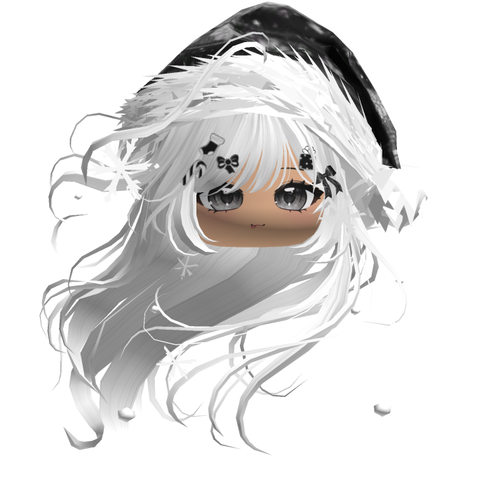 Windy Anime Hair w/Santa Hat (White)