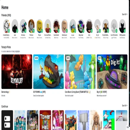 Roblox Home Screen 2025