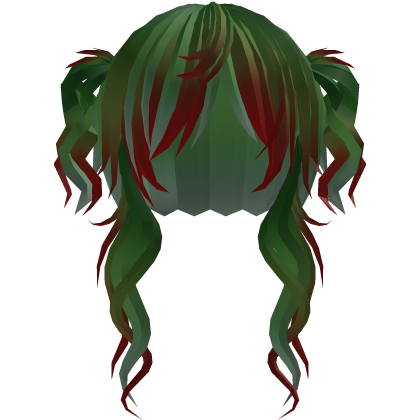 ‘’ (๑ — ‸ ҂)ゝcurly emo twin tails in zombie green Roblox item