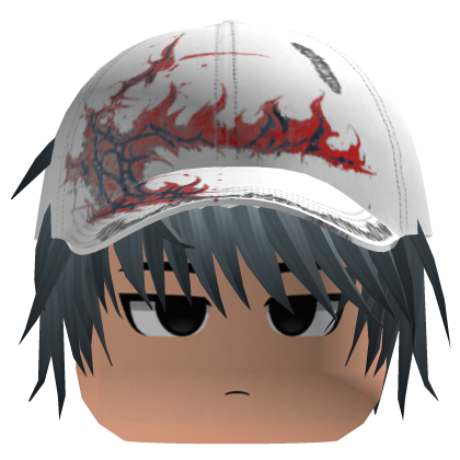 emo messy anime hair blue fire hat Y2K Roblox item