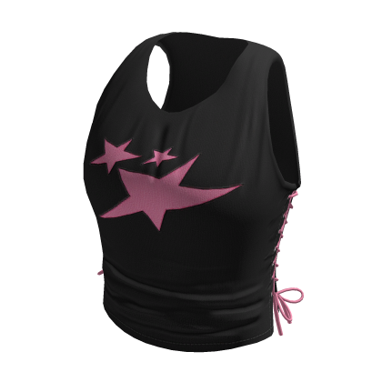 black & pink star lace crop tank top