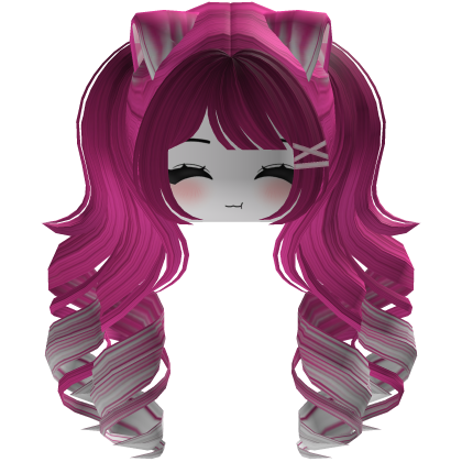 Cute hair emo Y2K cat-ear braids (pink)