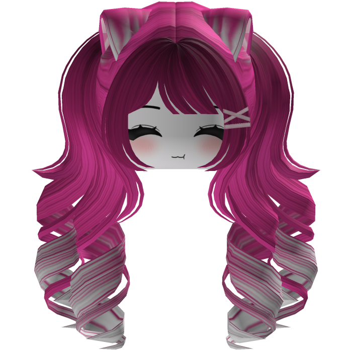 Cute hair emo Y2K cat-ear braids (pink)