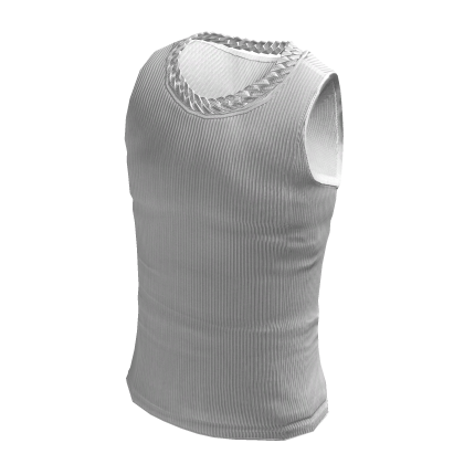 Tank Top w Iced Out Silver Cuban Link