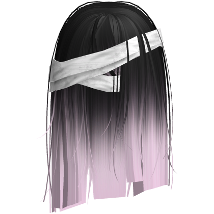 Horror Black Pink Short Hair w White Bandages Roblox item