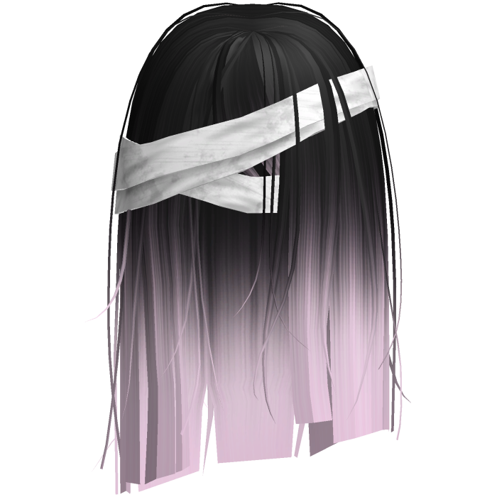 Horror Black Pink Short Hair w White Bandages