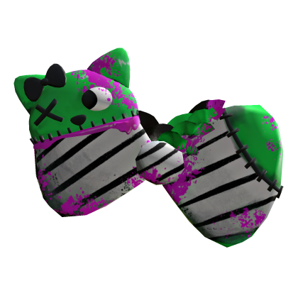  zombie cat gyaru scene halloween big bow green
