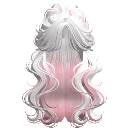 Crimped Wavy Empress Ponytail White&Pink