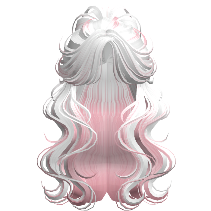 Crimped Wavy Empress Ponytail White&Pink