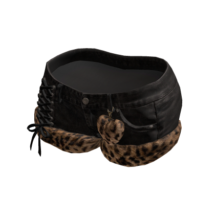Y2K Black Denim Leopard Mini Shorts