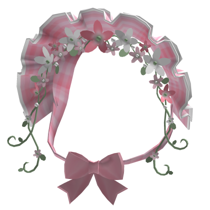 Cute Cottagecore Flowerly vines Bonnet Pink Plaid