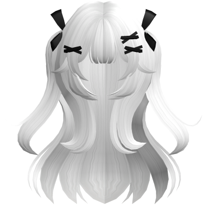 White Cute Wavy Pigtails w/ Ribbon Clips