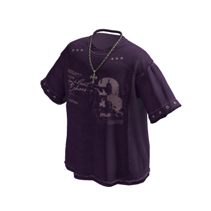 Y2K Streetwear Graphic Tee w/ Necklace (Purple)